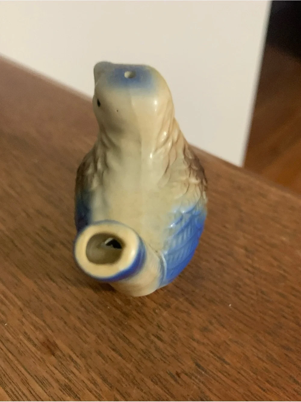 Ceramic Bird Whistle in Blue and Brown